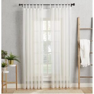 No. 918 Emily Sheer Voile Tab Top Curtain Panel Eggshell 59x95 White 1 panel
